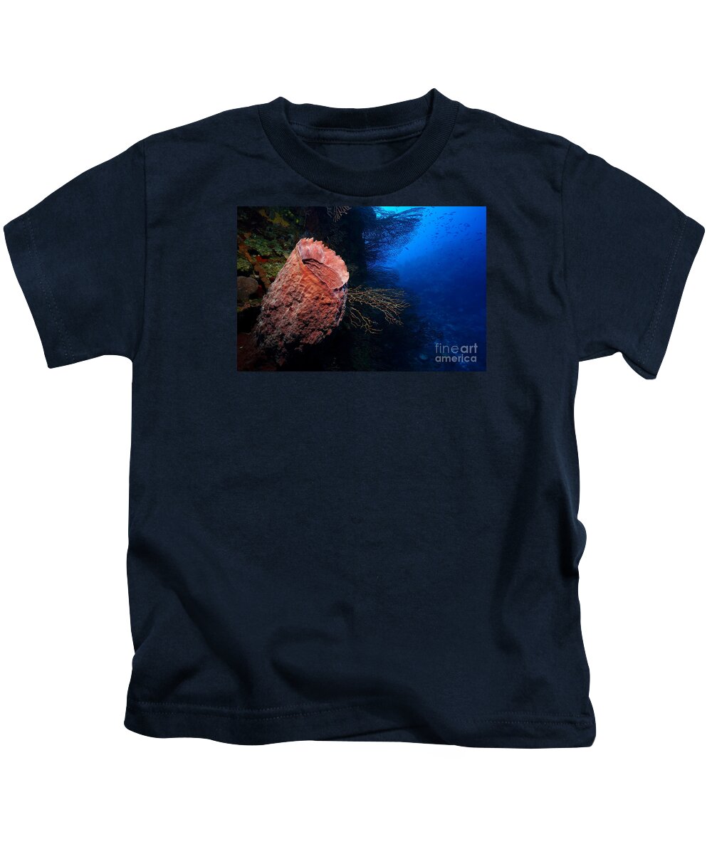 Barrel Sponge Kids T-Shirt featuring the photograph Deep Reef by Aaron Whittemore