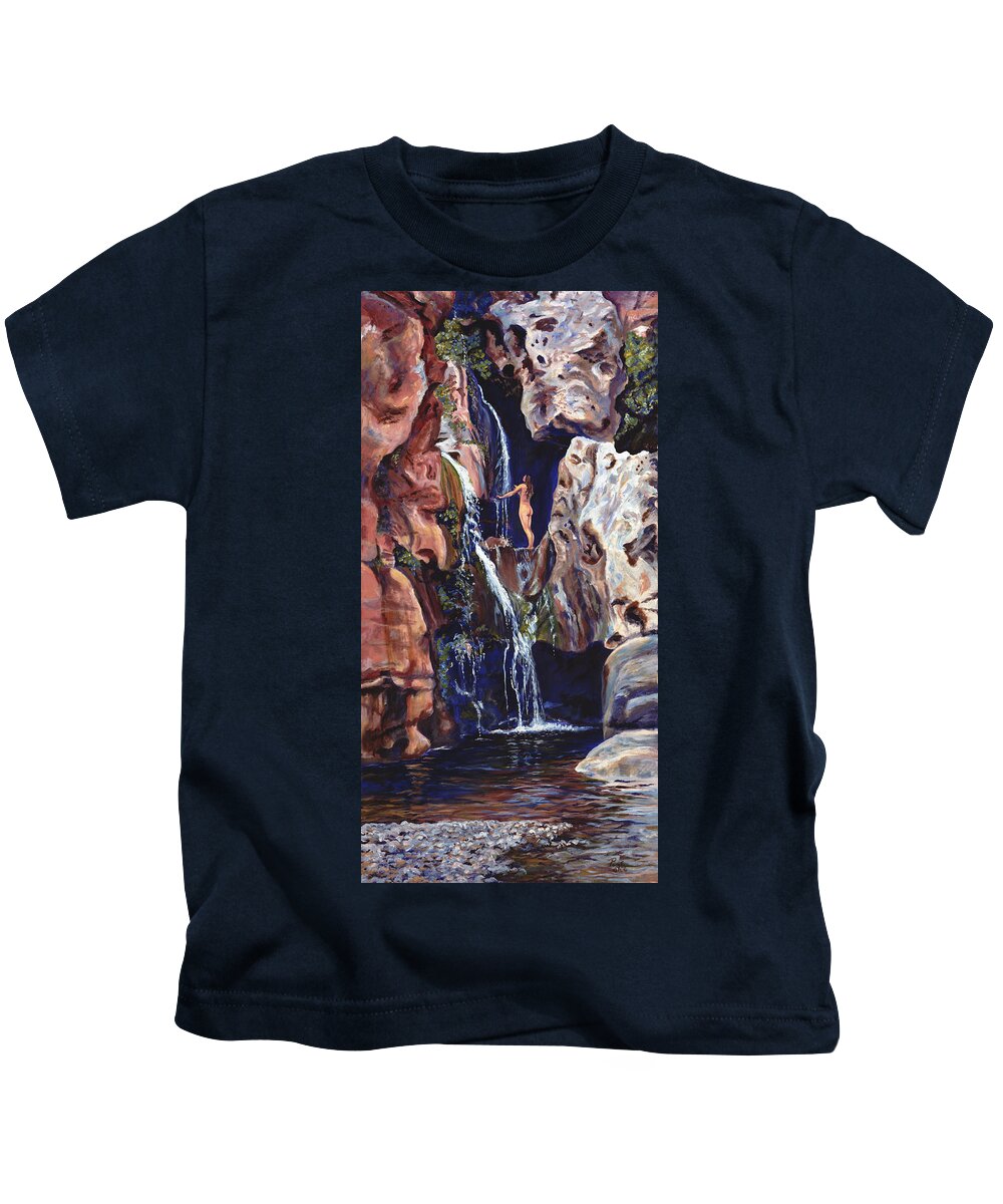 Landscape Kids T-Shirt featuring the painting Elves Chasm by Page Holland