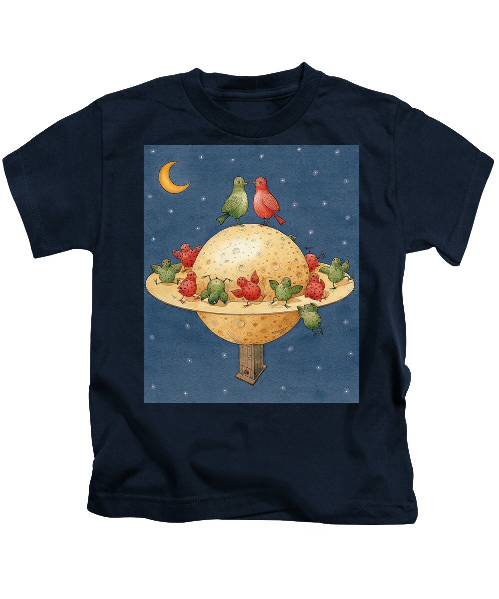 Planet Kids T-Shirt featuring the painting Far Planet by Kestutis Kasparavicius