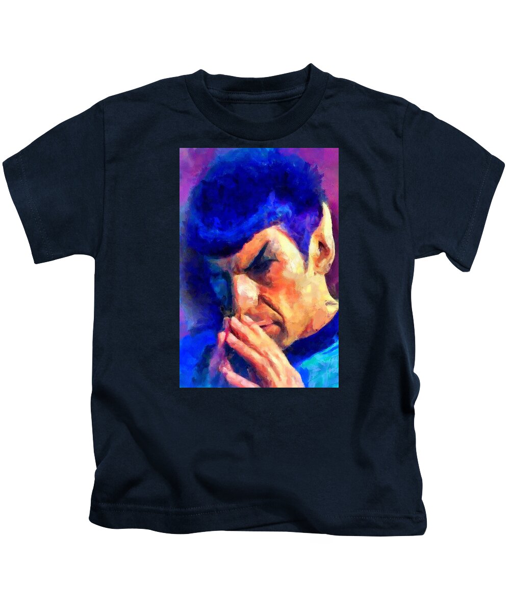 Spock Kids T-Shirt featuring the digital art Fascinating by Caito Junqueira