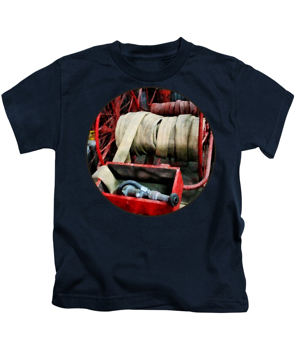 Hose Kids T-Shirt featuring the photograph Fireman - Fire Hoses by Susan Savad