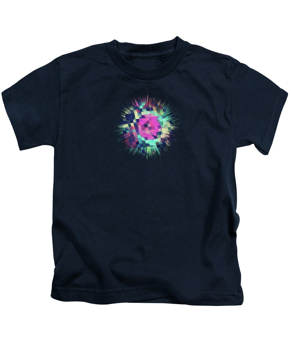 Abstract Kids T-Shirt featuring the digital art Fruity Rose  Fancy Colorful Abstraction Pattern Design green pink blue by Philipp Rietz