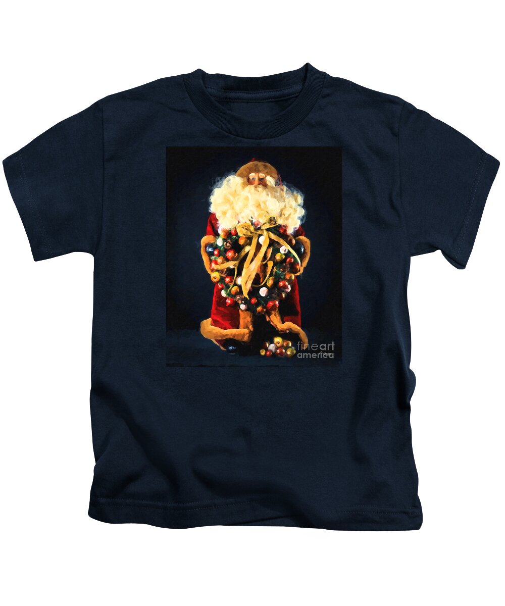 Santa Claus Kids T-Shirt featuring the painting Here comes Santa by Chris Armytage