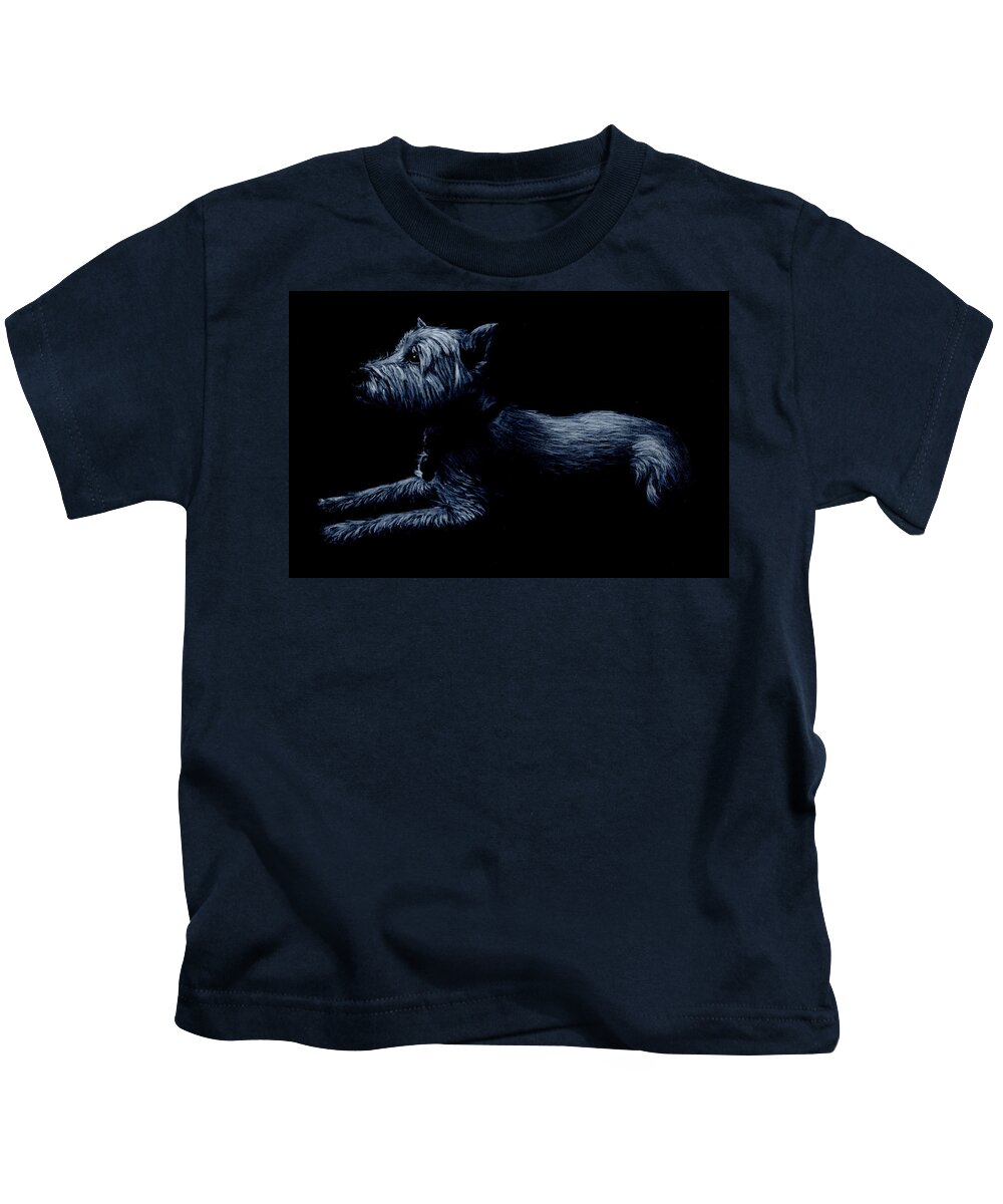 Terrier Kids T-Shirt featuring the painting Highland Terrier by John Neeve