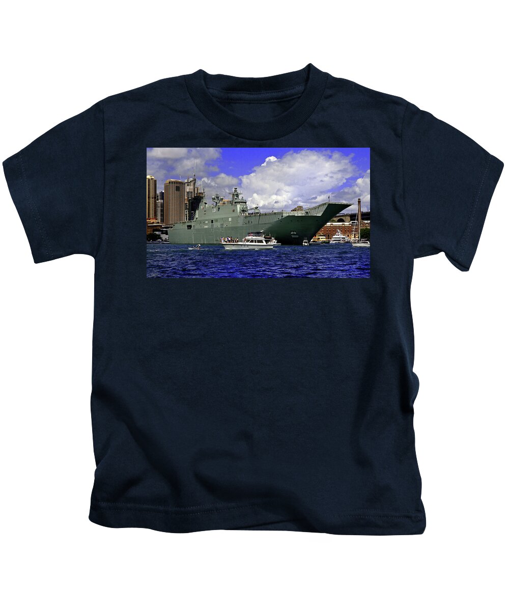 Hmas Adelaide Kids T-Shirt featuring the photograph HMAS Adelaide III by Miroslava Jurcik