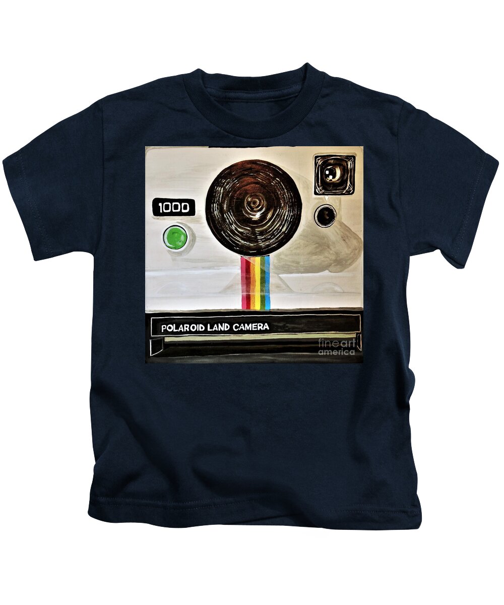 Mask Kids T-Shirt featuring the painting Instant Polaroid Land Camera by Barbara Donovan