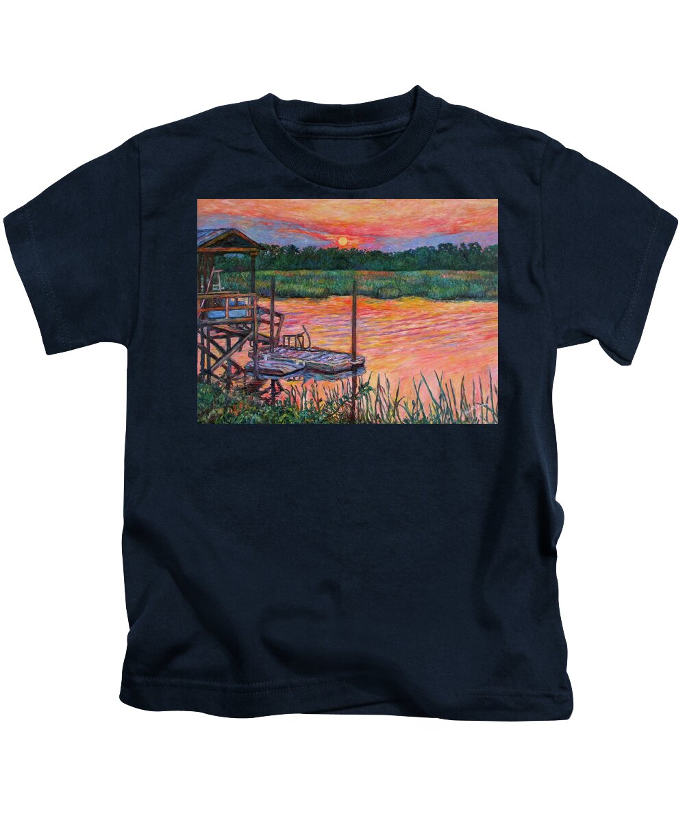 Isle Of Palms Kids T-Shirt featuring the painting Isle of Palms Sunset by Kendall Kessler