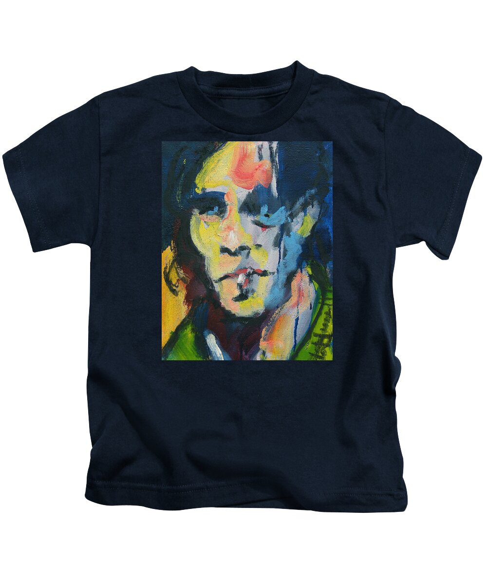 Painting Kids T-Shirt featuring the painting Johnny by Les Leffingwell