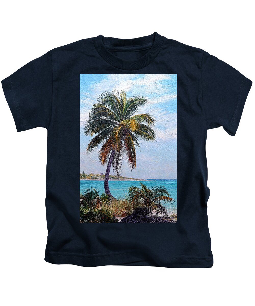Eddie Kids T-Shirt featuring the painting Lone Palm by Eddie Minnis