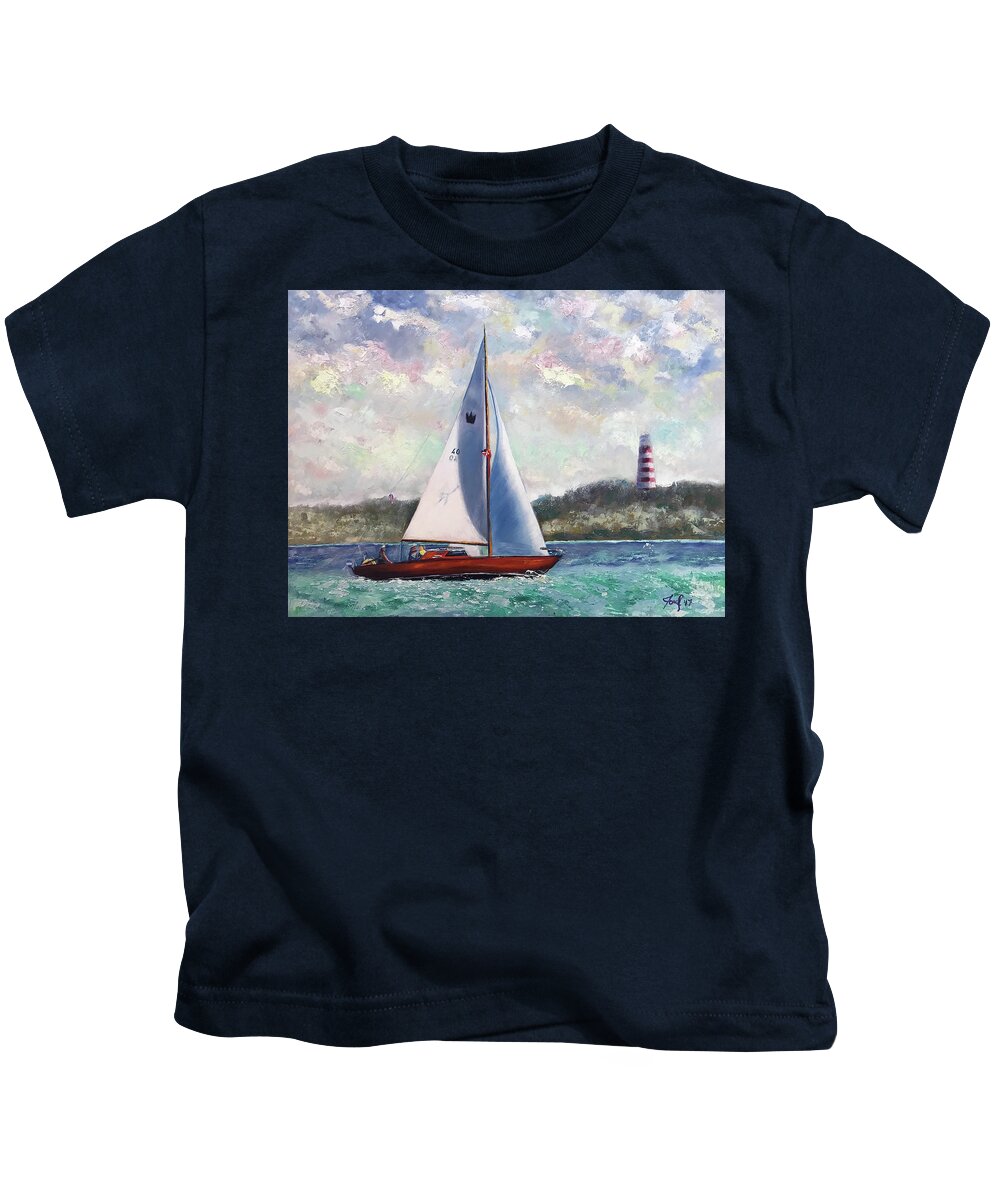 The Artist Josef Kids T-Shirt featuring the painting Mara's Abaco Vacation by Josef Kelly