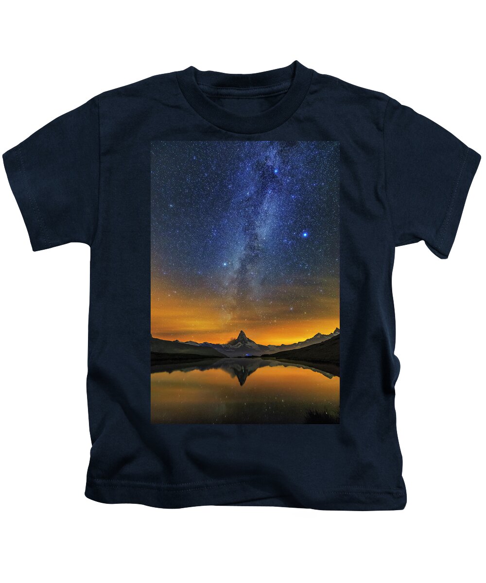 Matterhorn Kids T-Shirt featuring the photograph Materhorn Milky Way by Ralf Rohner