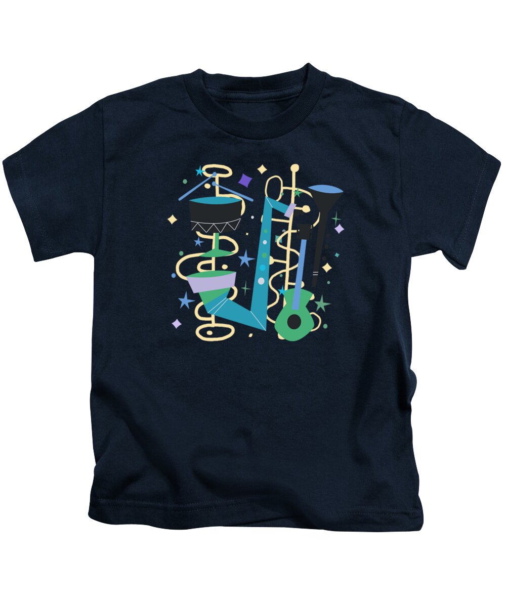 Painting Kids T-Shirt featuring the painting Midcentury Modern Fifties Jazz Composition by Little Bunny Sunshine