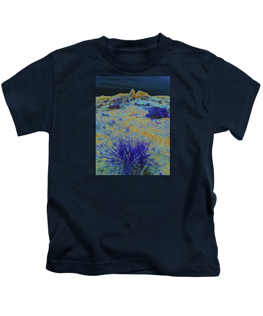 North Dakota Kids T-Shirt featuring the photograph Midnight at the Burning Coal Vein by Cris Fulton