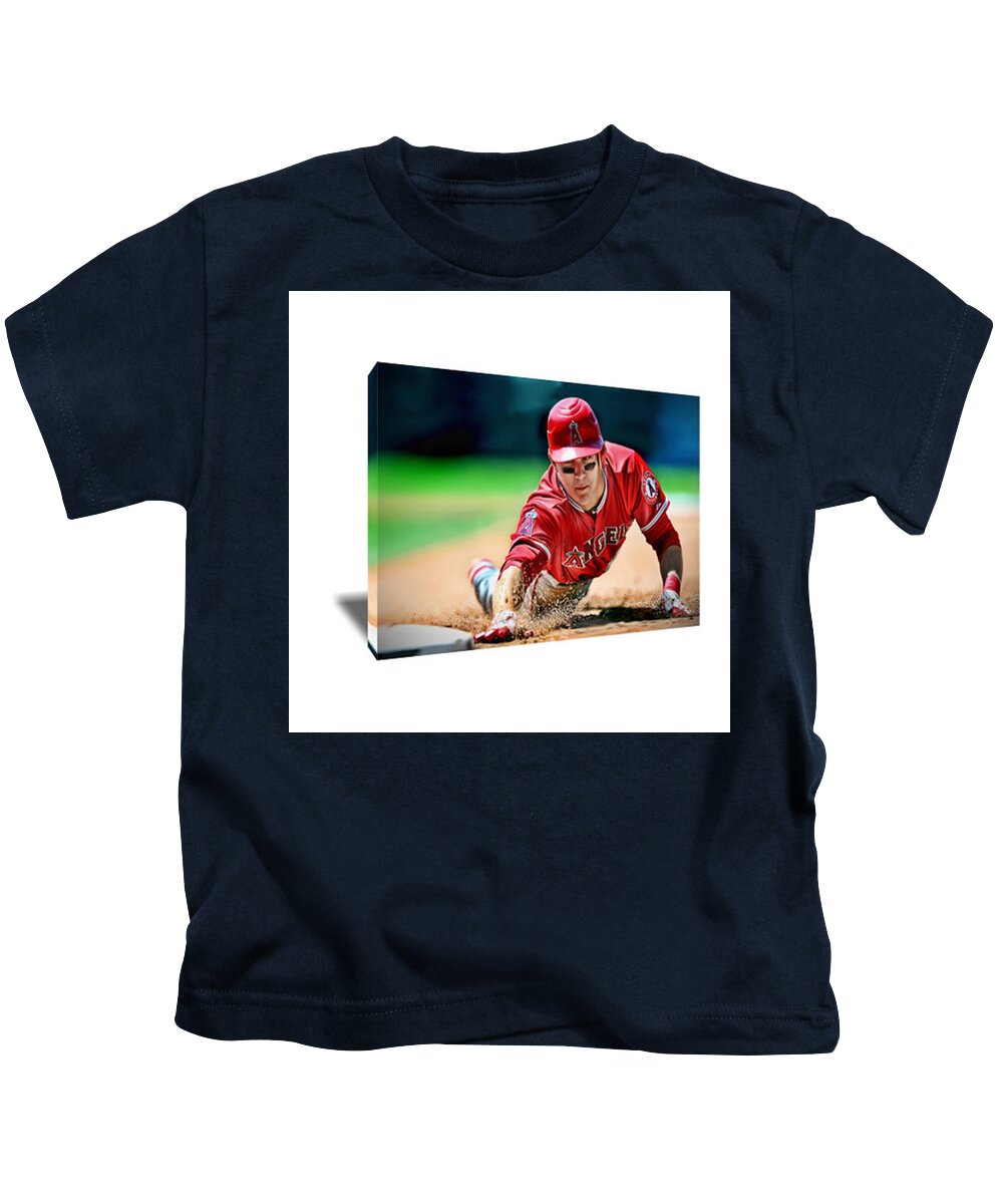Mike Trout Base Stealing Canvas Art Kids T-Shirt by Art-Wrench Com - Fine  Art America