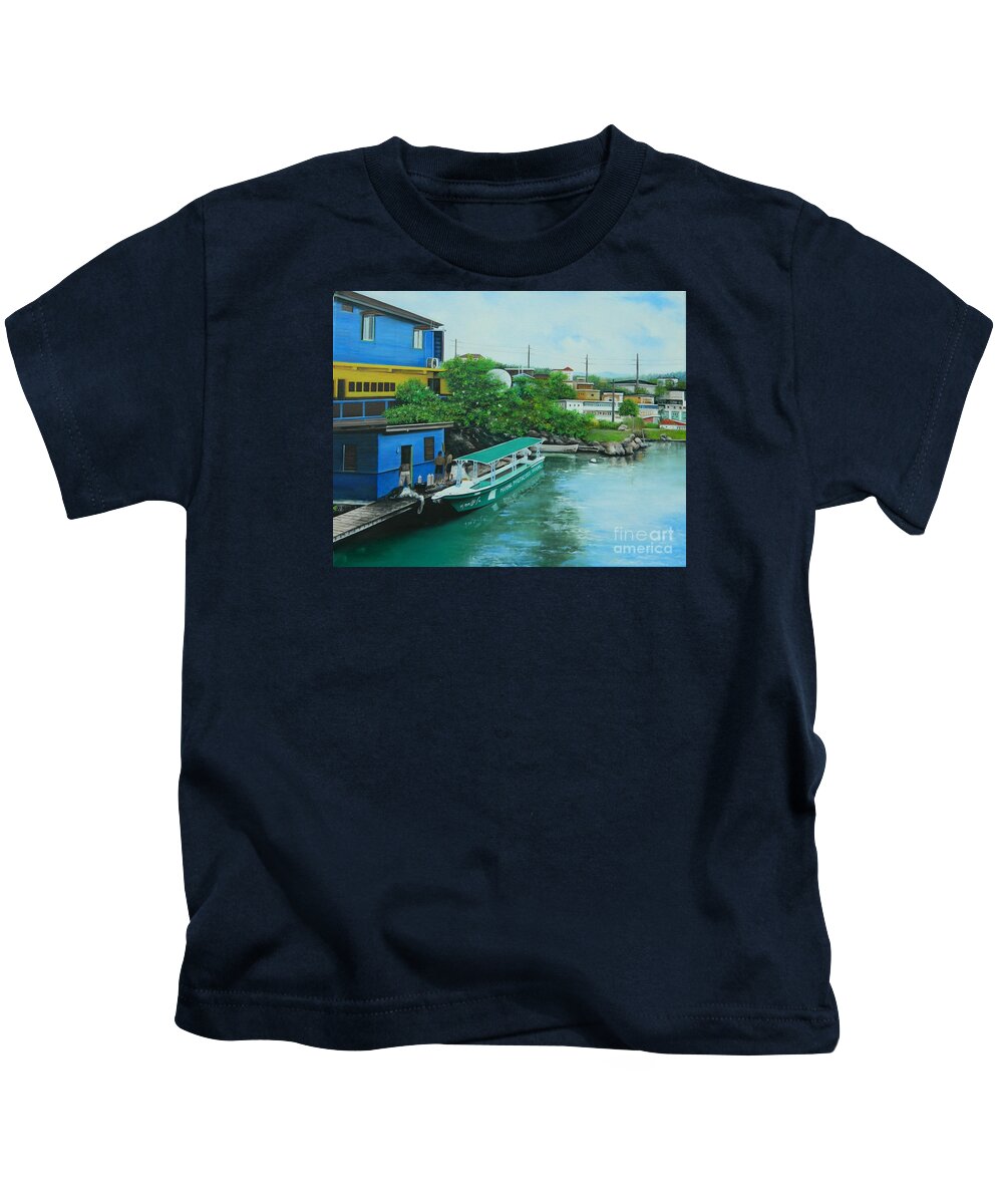 Caribbean Art Kids T-Shirt featuring the painting Mo-Bay Marine Park by Kenneth Harris