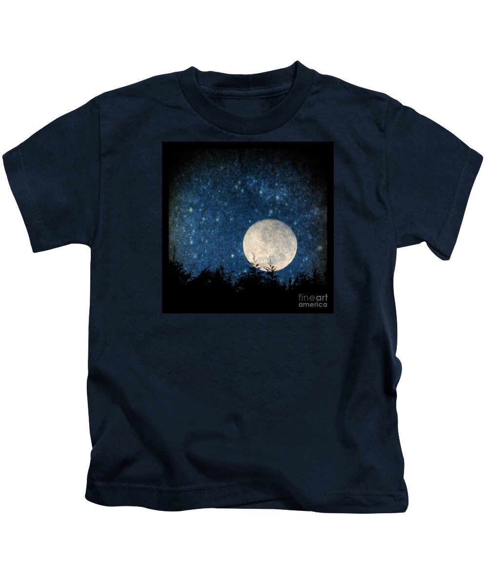 Moon Kids T-Shirt featuring the photograph Moon, tree and stars by Clayton Bastiani