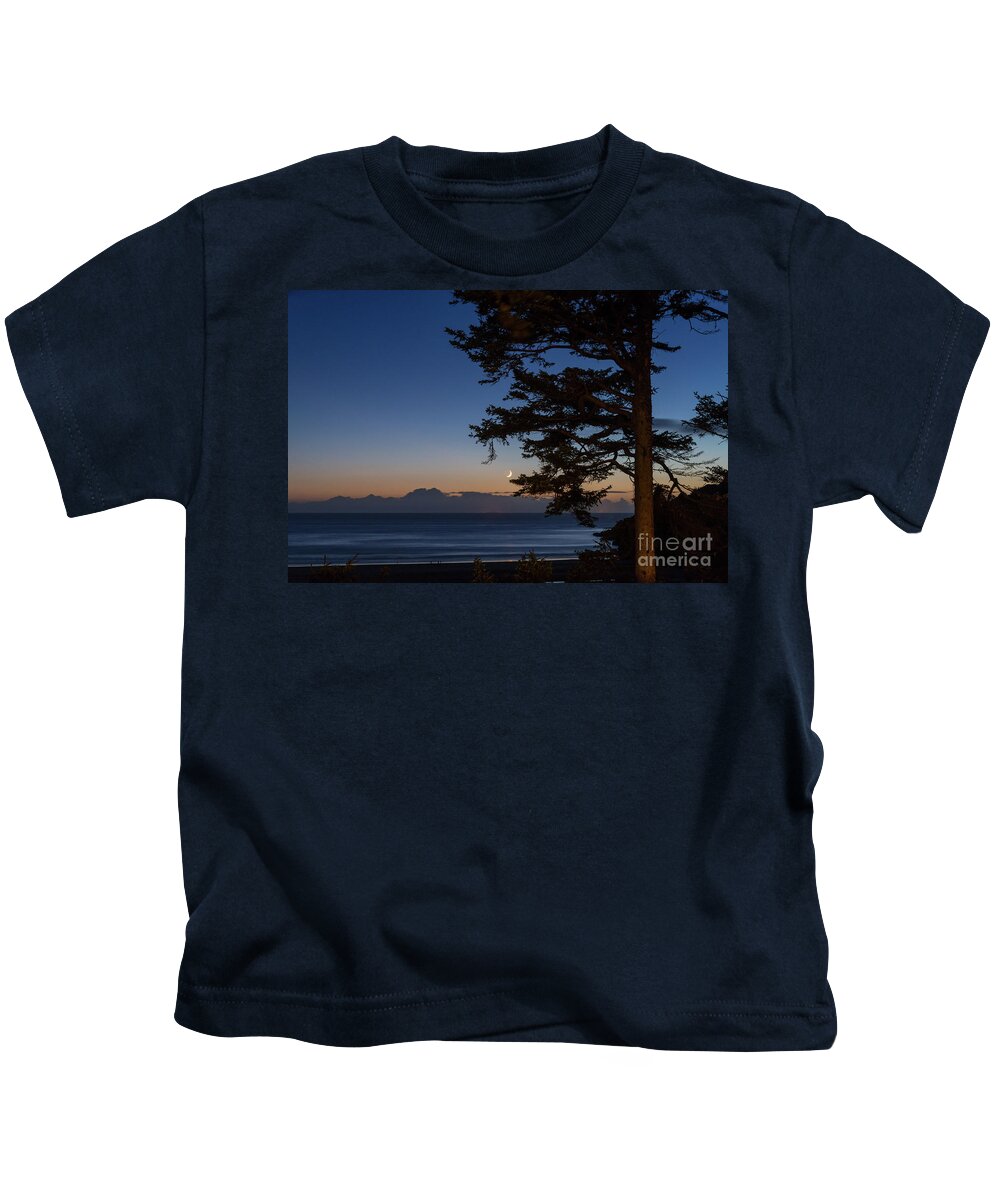 Oregon Kids T-Shirt featuring the photograph Moonlight at the beach by Paul Quinn