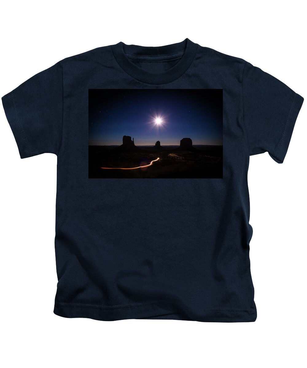 7th Of November Kids T-Shirt featuring the photograph Moonlight Over Valley by Edgars Erglis