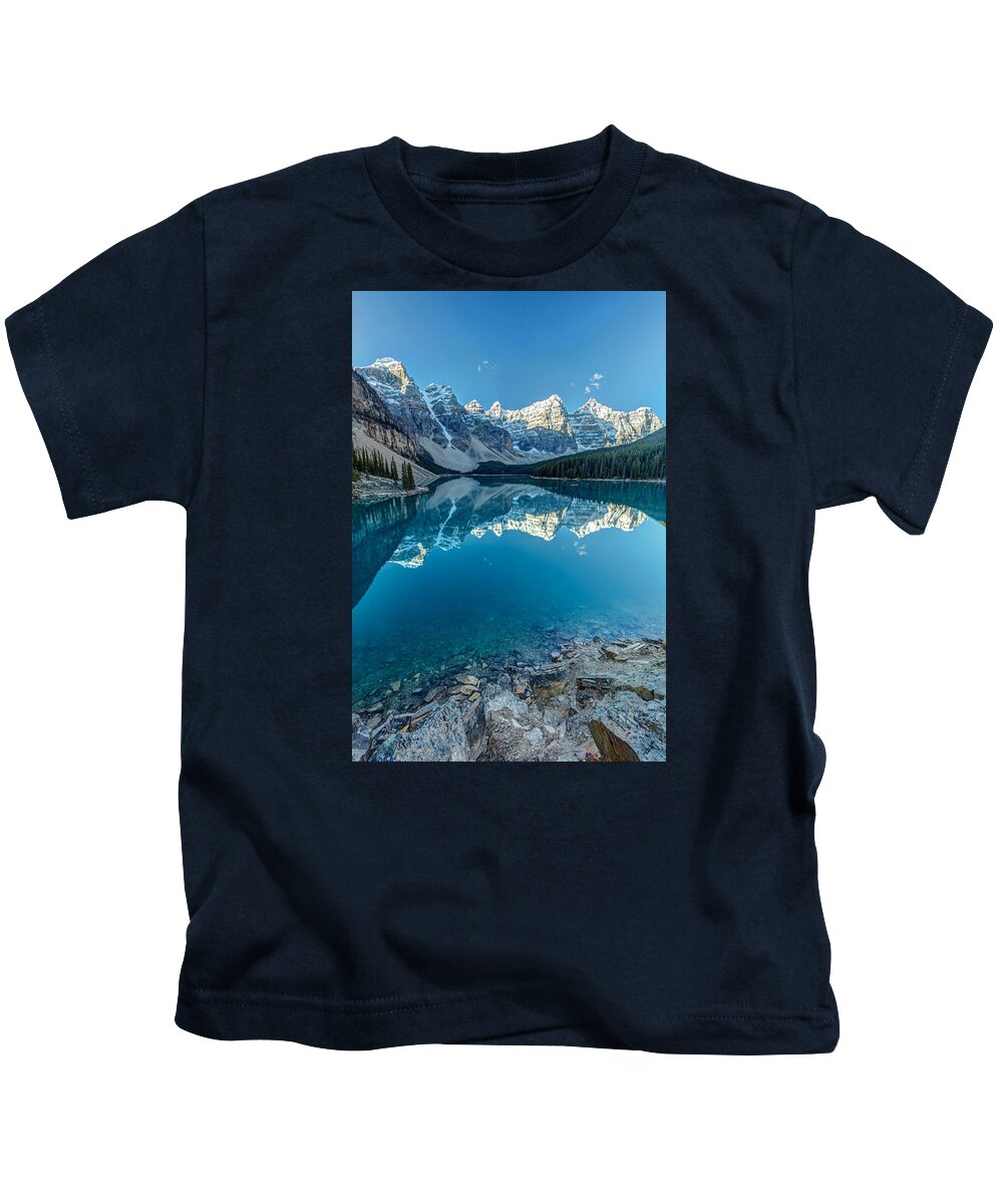 5dsr Kids T-Shirt featuring the photograph Moraine Lake Blues by Pierre Leclerc Photography