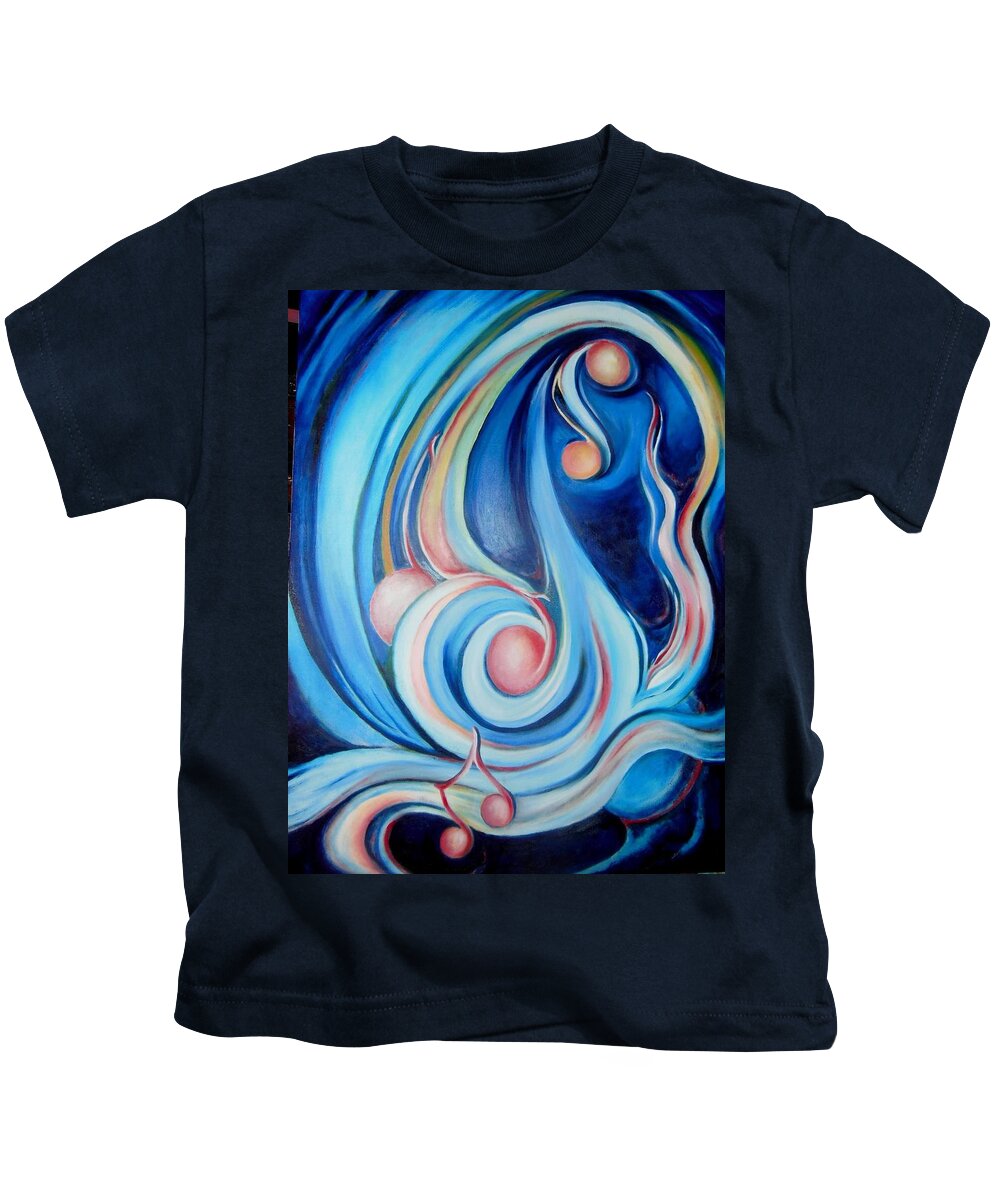 Music Art Kids T-Shirt featuring the painting Music of the Spheres by Jordana Sands