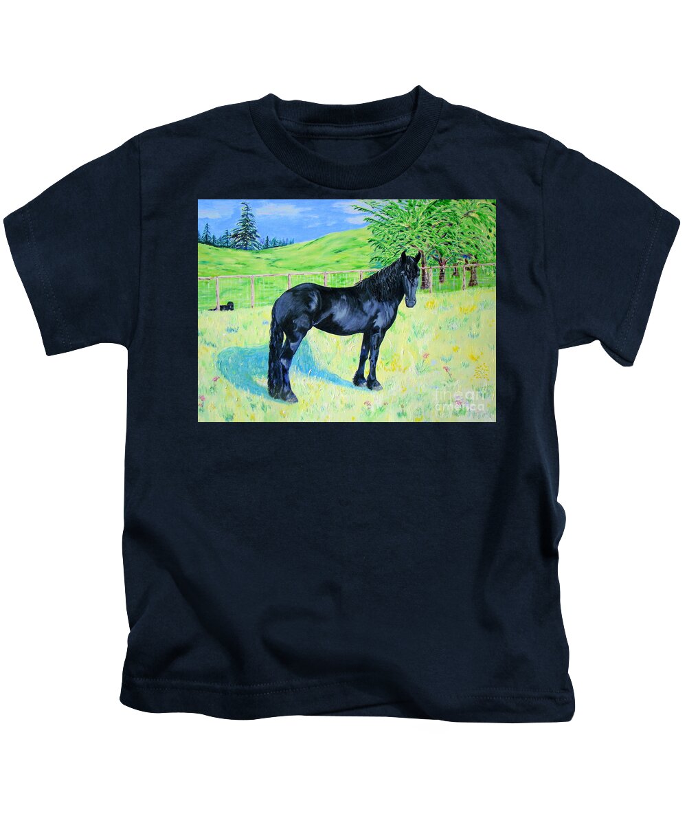 Friesian Kids T-Shirt featuring the painting My Solana Rue by Lisa Rose Musselwhite