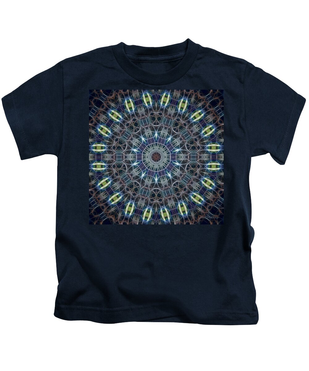 Tao Kids T-Shirt featuring the painting Neon Mandala, Nbr 19G by Will Barger