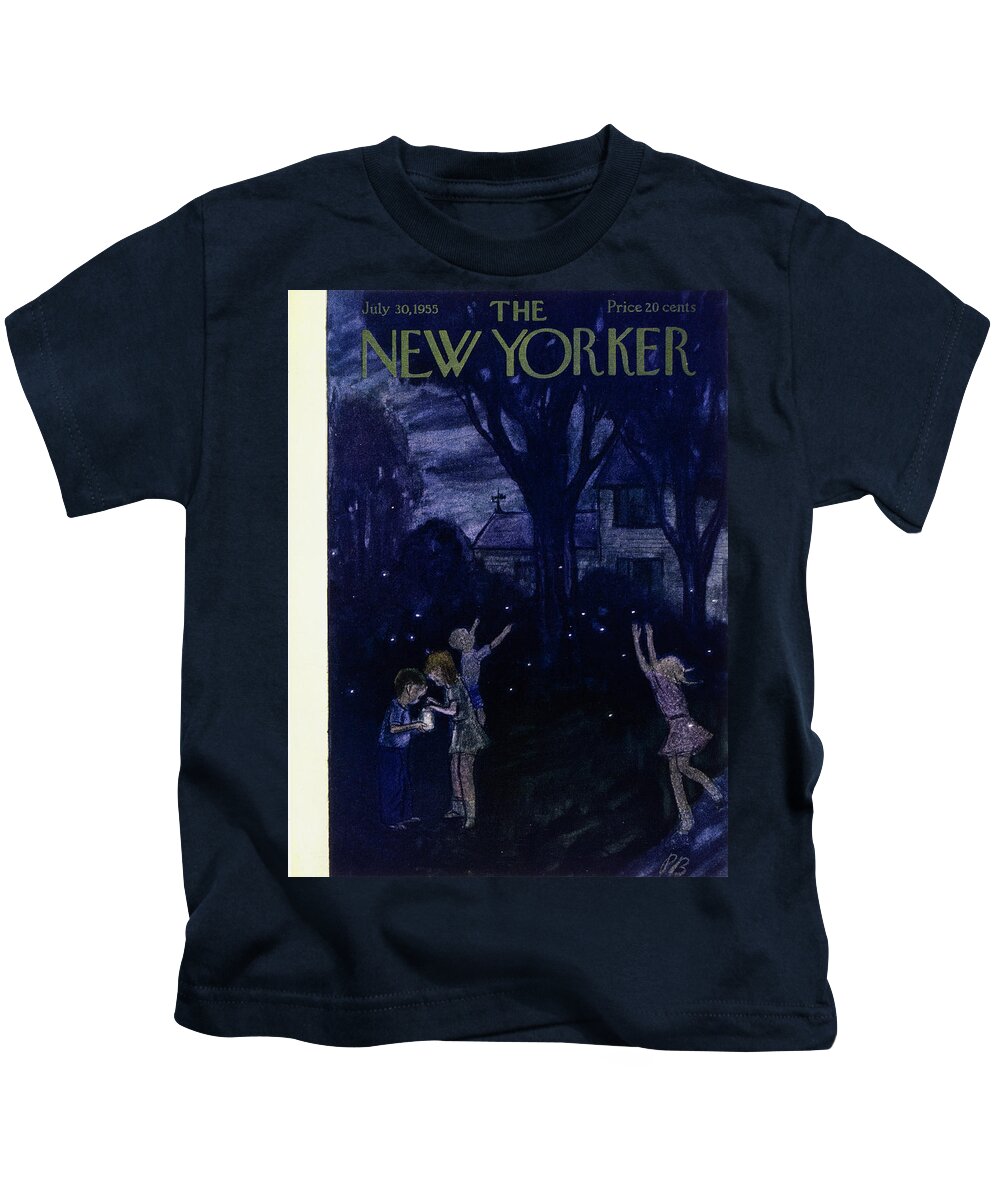 Night Kids T-Shirt featuring the painting New Yorker July 30 1955 by Perry Barlow