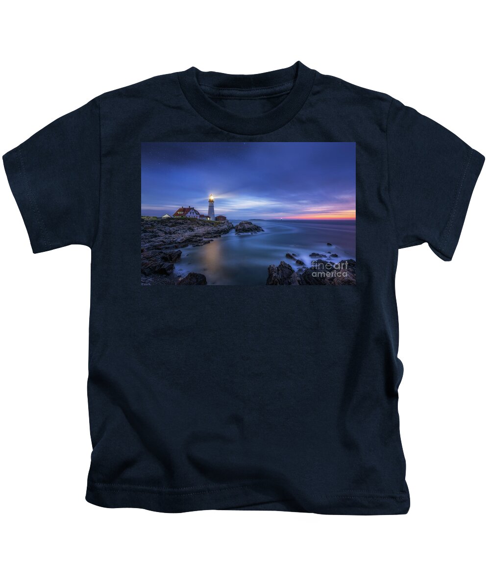 Cape Elizabeth Kids T-Shirt featuring the photograph Night Watch by Michael Ver Sprill