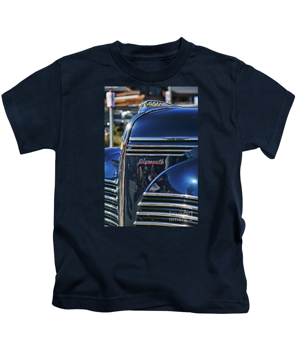 Cars Kids T-Shirt featuring the photograph Old Plymouth Grill by Randy Harris