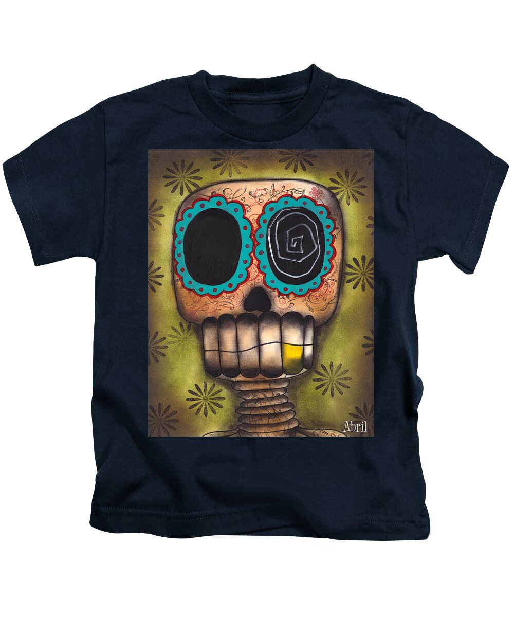 Day Of The Dead Kids T-Shirt featuring the painting Paco el Feliz by Abril Andrade