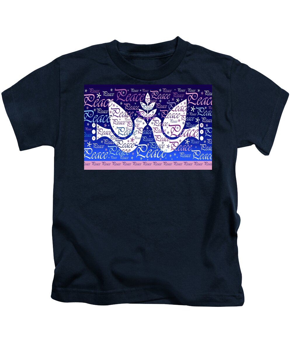 Cards Kids T-Shirt featuring the digital art Peace Holiday Card by Nancy Griswold