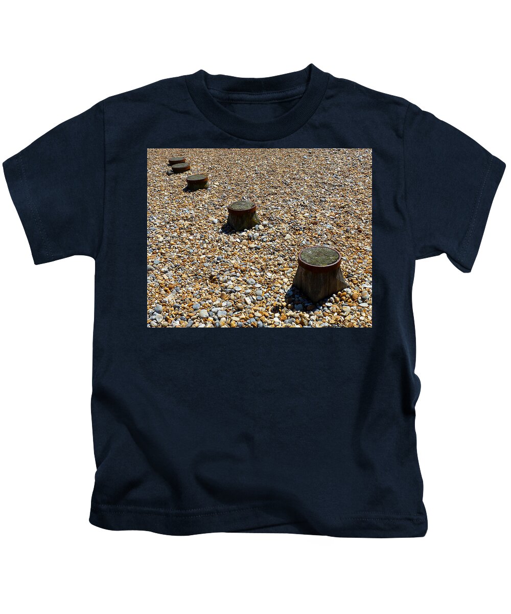 Photography Kids T-Shirt featuring the photograph Pebbles and wood by Francesca Mackenney