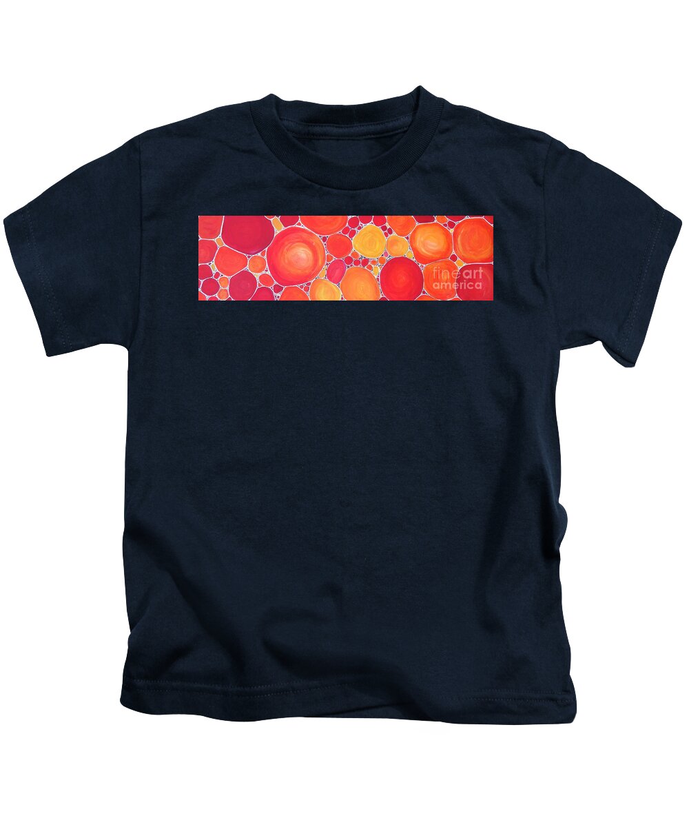 Orange Pebbles Kids T-Shirt featuring the painting Pebbles at Sunset by Karen Jane Jones