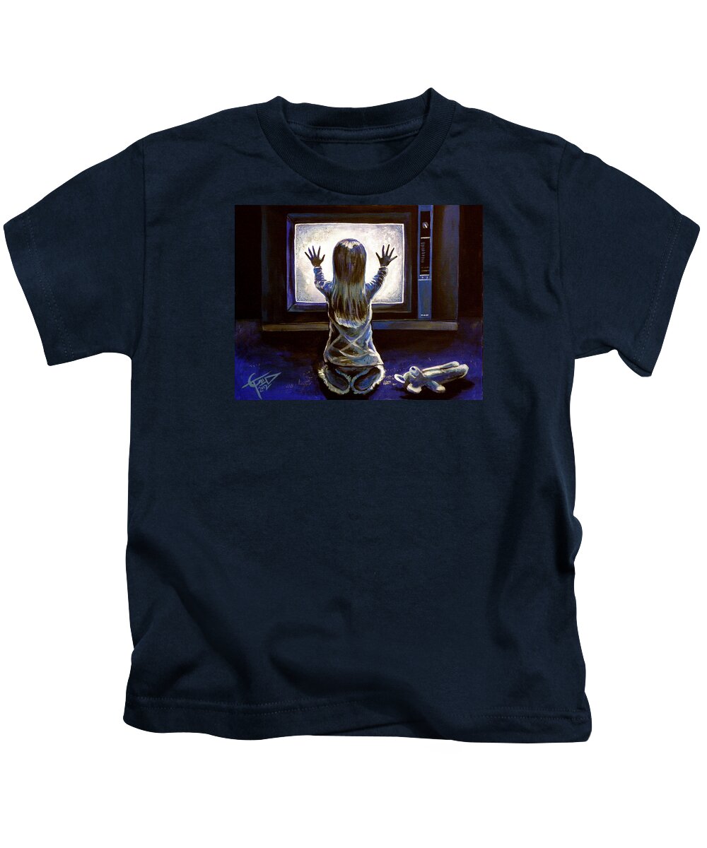Poltergeist Kids T-Shirt featuring the painting Poltergeist by Tom Carlton