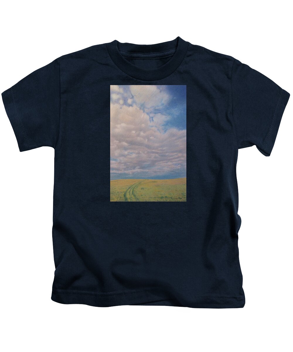 North Dakota Kids T-Shirt featuring the pastel Prairie Trail by Cris Fulton