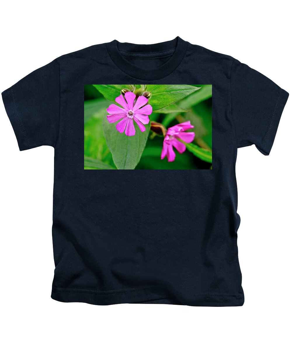 Pinky-red Kids T-Shirt featuring the photograph Red Campion - Fairy flower. by Elena Perelman