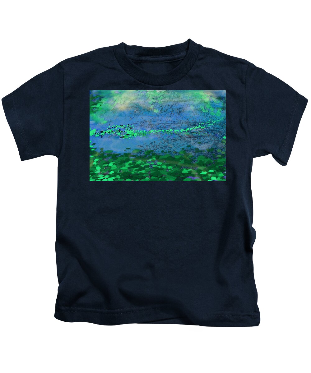 Victor Shelley Kids T-Shirt featuring the painting Reflecting Pond by Victor Shelley
