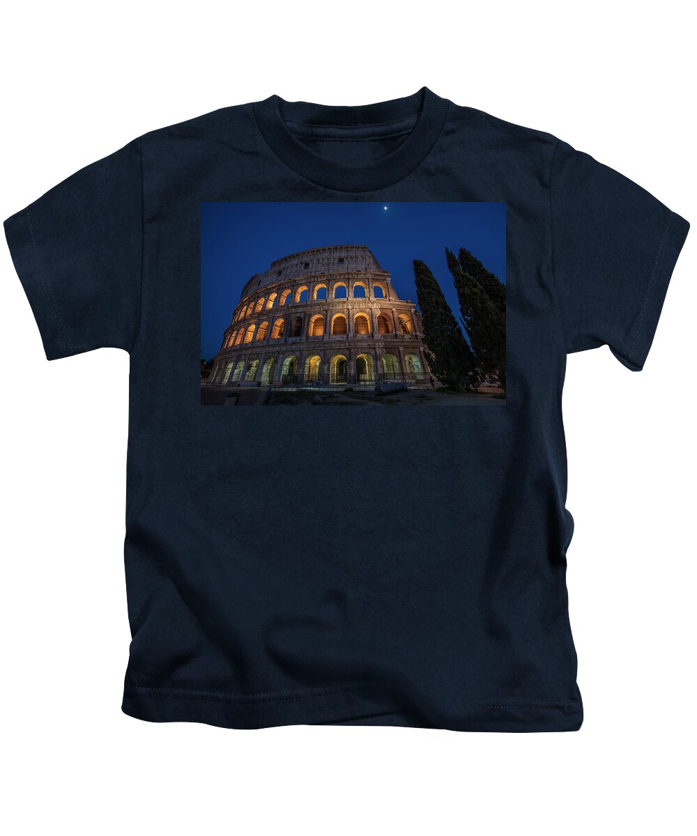 Canon Kids T-Shirt featuring the photograph Roman Coliseum in the Evening by John McGraw