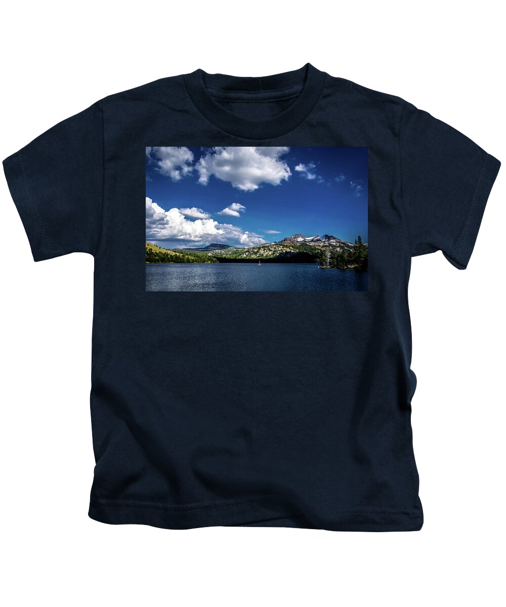 Caples Lake Kids T-Shirt featuring the photograph Sailing on Caples Lake by Steph Gabler