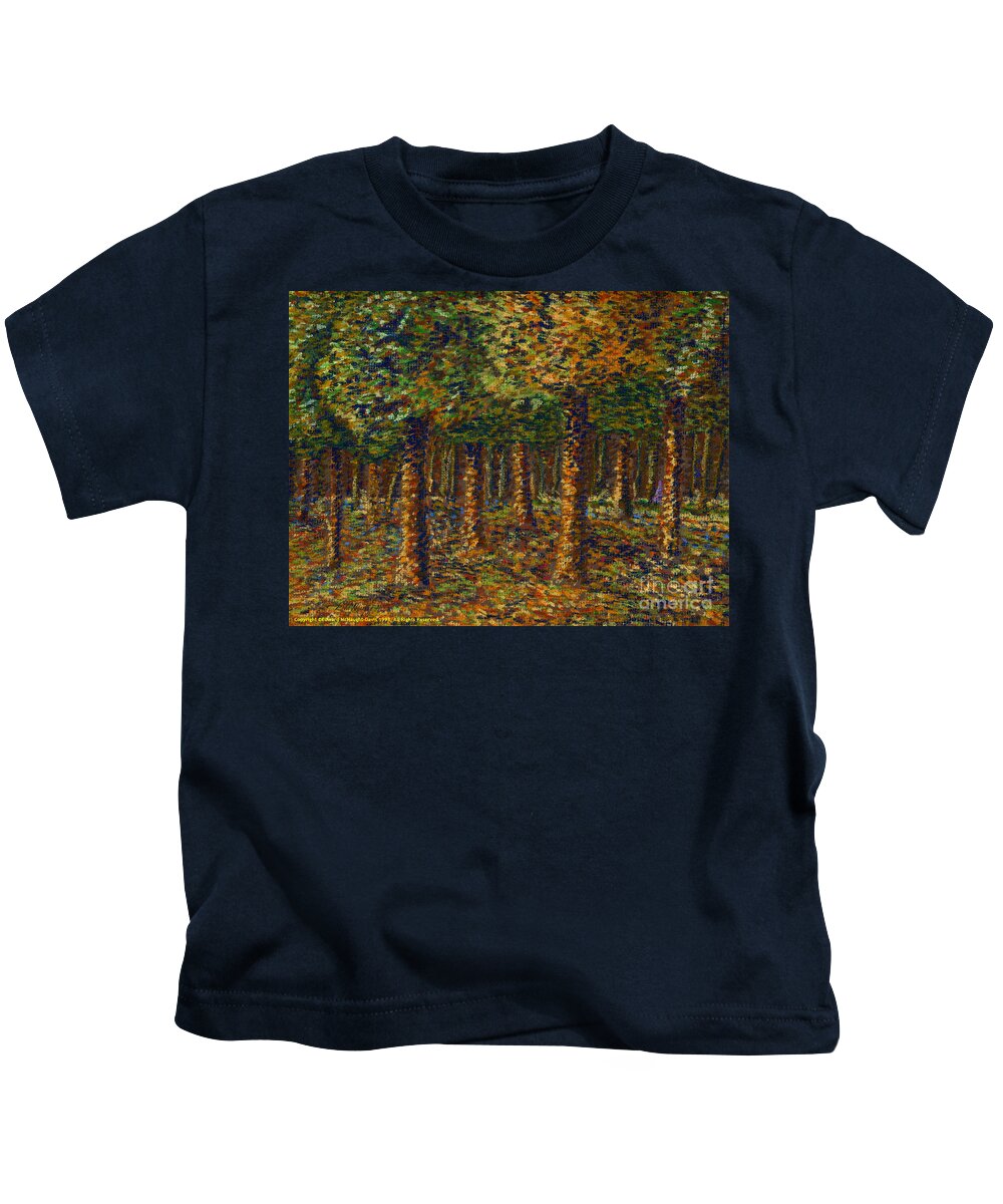 Savernake Forest Woodlands Marlborough Wiltshire Pastel Painting Kids T-Shirt featuring the pastel Savernake Forest Woodlands Marlborough Wiltshire Pastel Painting by Edward McNaught-Davis