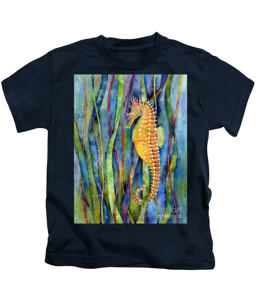 Seahorse Kids T-Shirt featuring the painting Seahorse by Hailey E Herrera