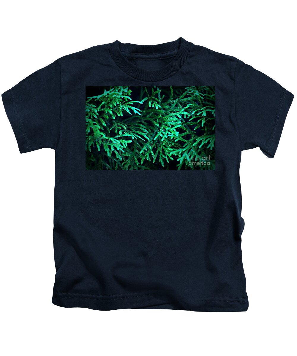 Evergreen Kids T-Shirt featuring the photograph Seeing Thru the Evergreen by Sherry Hallemeier