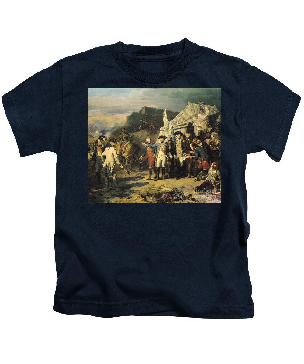 Siege Kids T-Shirt featuring the painting Siege of Yorktown by Louis Charles Auguste Couder