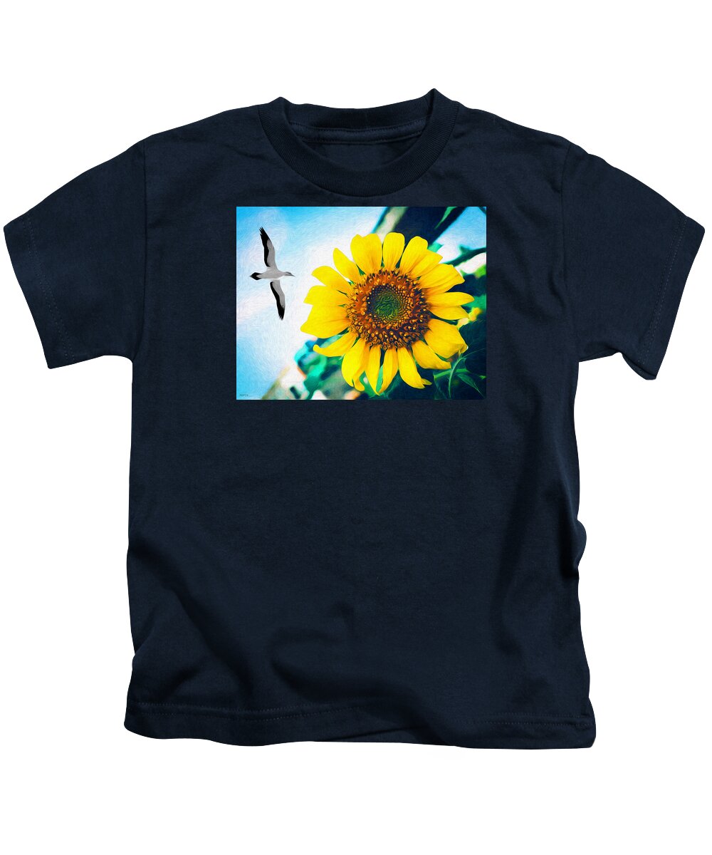 Sunflower Kids T-Shirt featuring the photograph Soaring Bird Sunflower by Phil Perkins