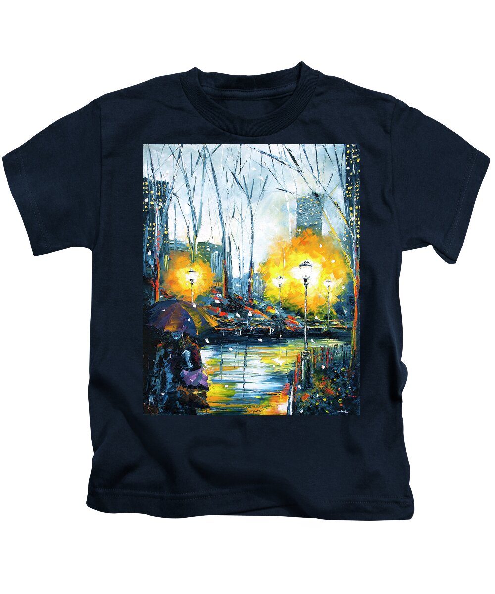 City Kids T-Shirt featuring the painting Solstice in the City, vol.1 by Nelson Ruger