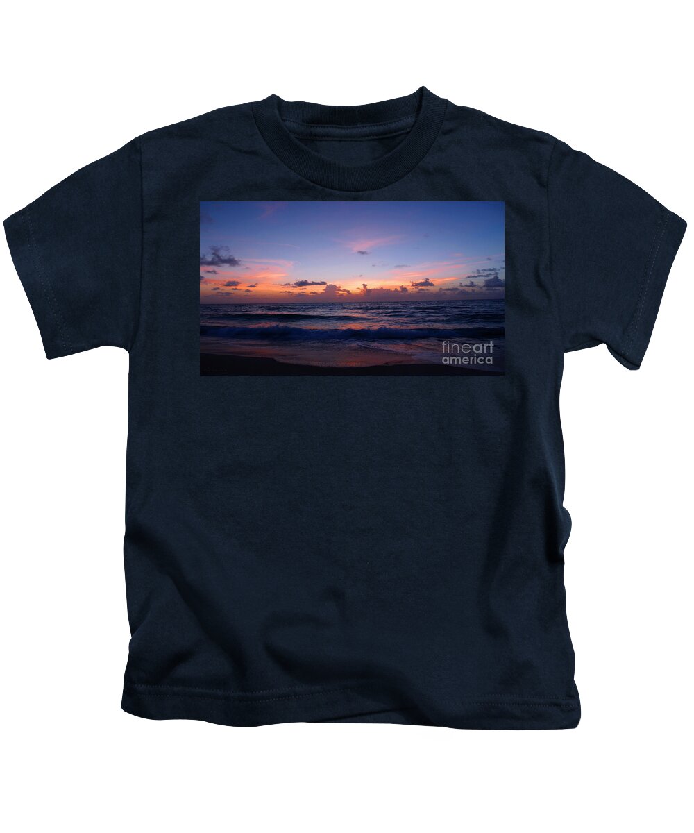 Seascape Kids T-Shirt featuring the photograph Sunrise Beach Treasure Coast Florida 1A by Ricardos Creations