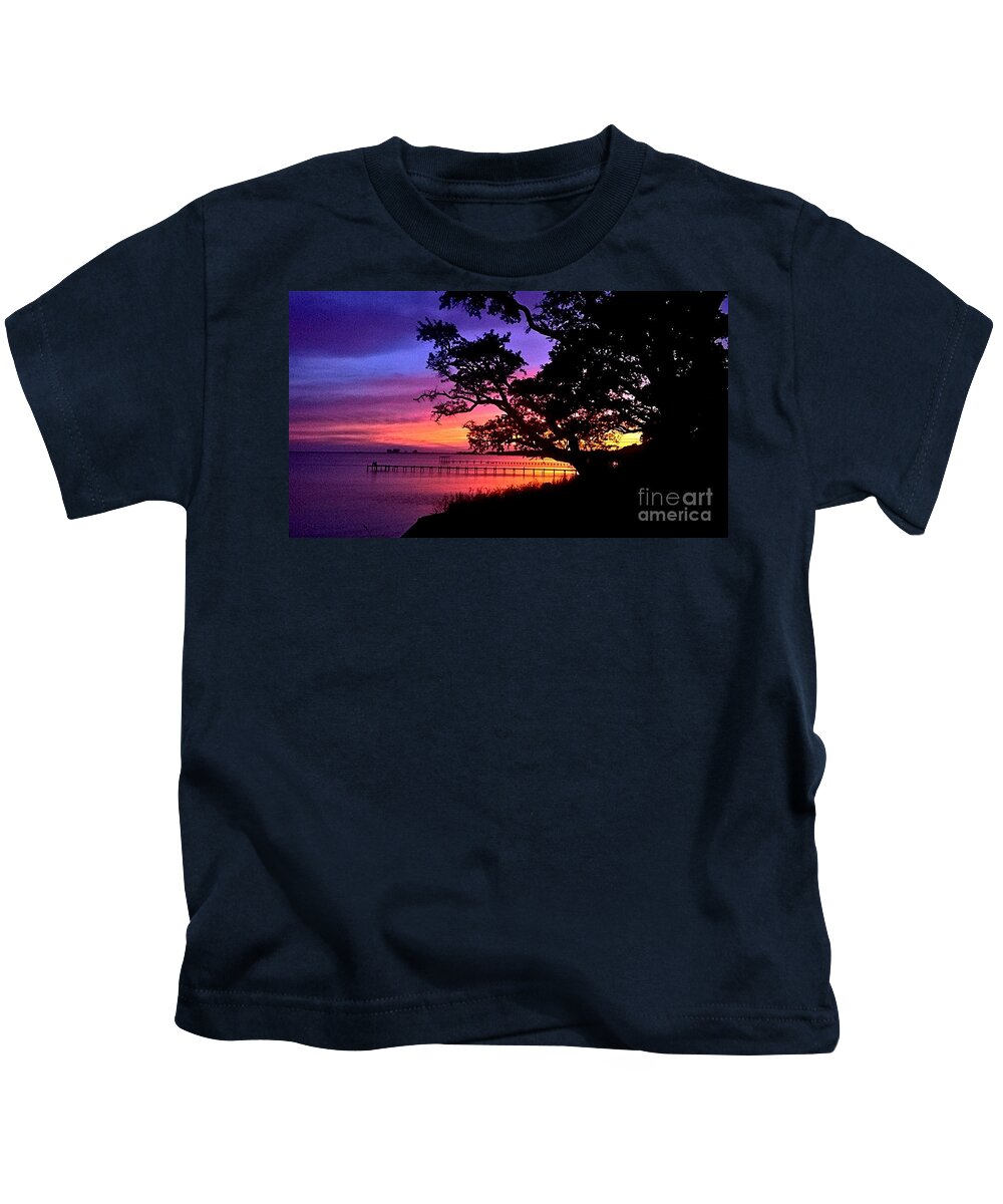 Santa Rosa Sound Beach Kids T-Shirt featuring the photograph Sunset on the Sound by James and Donna Daugherty