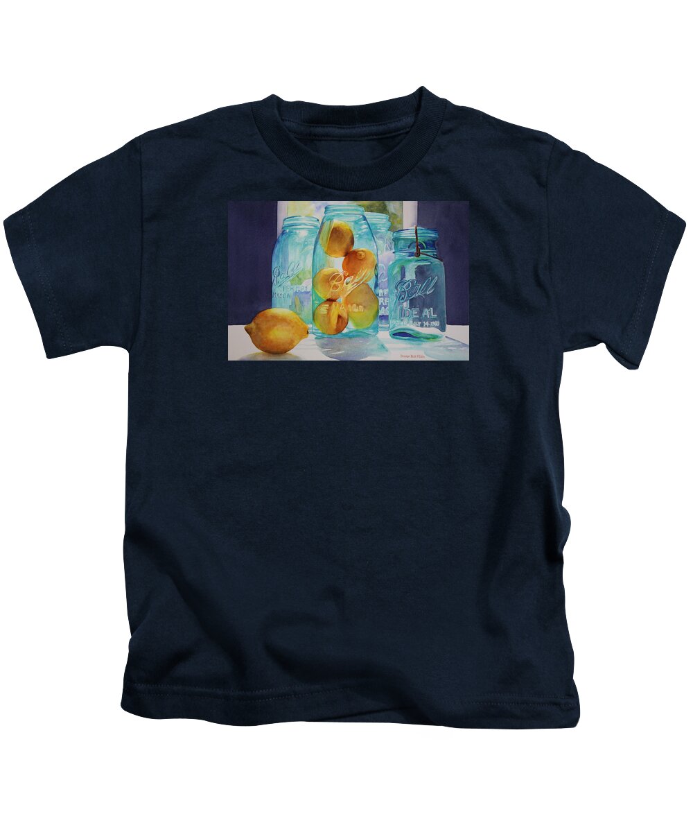 Ball Canning Jars Kids T-Shirt featuring the painting Sunshine in a Jar by Brenda Beck Fisher