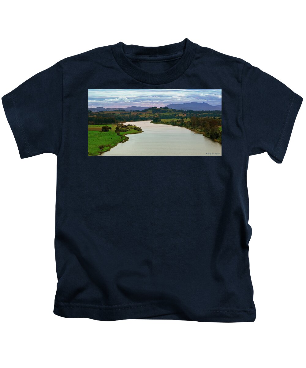 Taree Lookout Australia Kids T-Shirt featuring the digital art Taree lookout 0676 by Kevin Chippindall