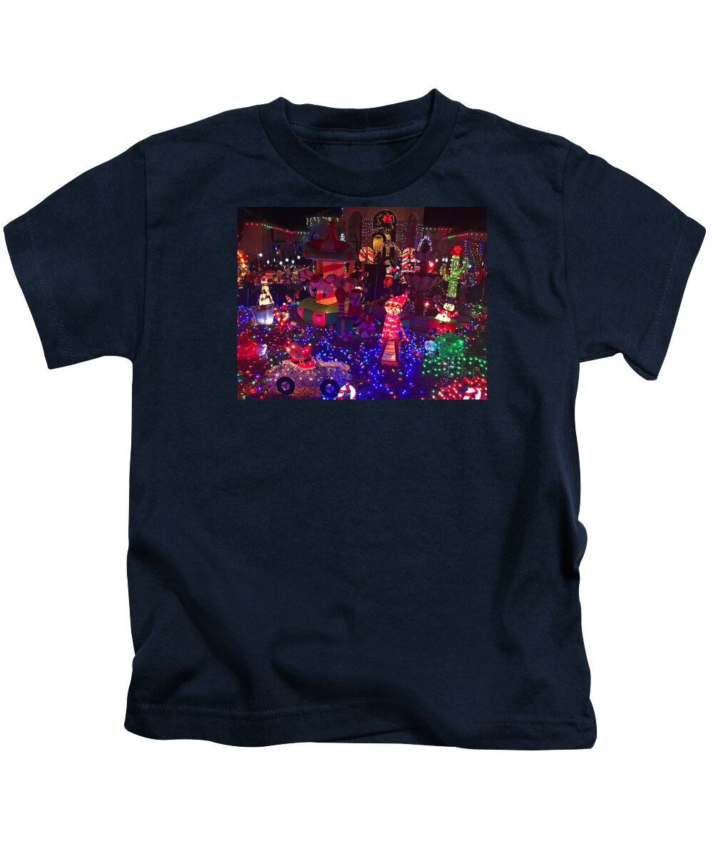 Taylor Kids T-Shirt featuring the photograph Taylor Residence Christmas Lights Extravaganza 1 by Robert Meyers-Lussier